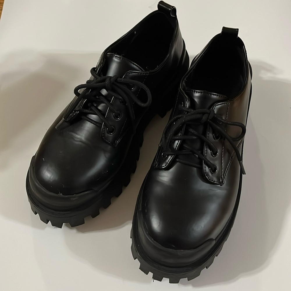 ASOS Design Black Chunky Lace Up Rubber Shoe